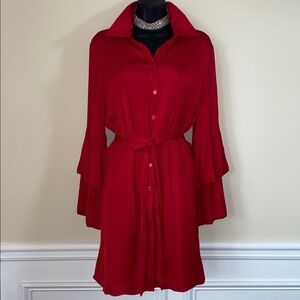 Naked Zebra Bold Red long sleeve dress size large